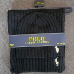 Polo Ralph Lauren Men's 2 Piece Set Hat & Scarf Lambswool Blend One Size